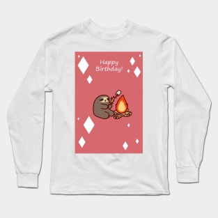 "Happy Birthday" Campfire Sloth Long Sleeve T-Shirt